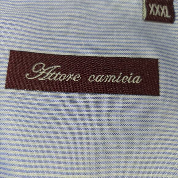 Attore Camicia Mens XXXL Long Sleeve Button Down Shirt Blue Paisley Flip Cuffs - Picture 2 of 11